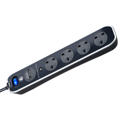 4 Socket Switched Extension Lead + 2 x 3.1A USB