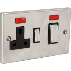 Click Deco Click Deco Satin Chrome 45A DP Switch Switch Socket + Neon - 35309 - from Toolstation