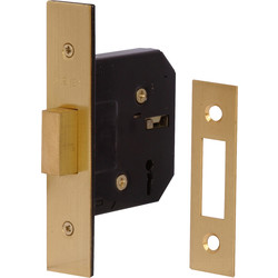 3 Lever Mortice Deadlock 76mm Brass Plated
