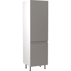 Kitchen Kit / Kitchen Kit Flatpack J-Pull Kitchen Cabinet Tall Fridge & Freezer 70/30 Unit Super Gloss Dust Grey 600mm