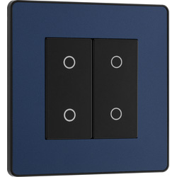 BG Evolve Matt Blue (Black Ins) 200W Double Touch Dimmer Switch, 2-Way Master 