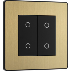BG Evolve Brushed Brass (Black Ins) 200W Double Touch Dimmer Switch, 2-Way Secondary 
