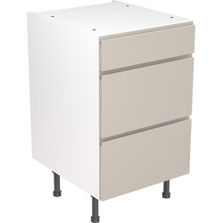 Kitchen Kit Ready Made J-Pull Kitchen Cabinet Base 3 Drawer Unit Ultra Matt Light Grey 500mm
