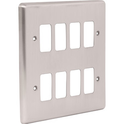 Wessex Electrical Wessex Brushed Stainless Steel Grid Front Plate 8 Gang - 36310 - from Toolstation