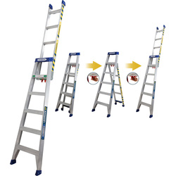 Werner Werner LeanSafe X3 Combination Ladder Aluminium 1.8-2.9m - 36340 - from Toolstation