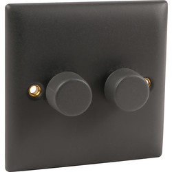 Power Pro Power Pro Anthracite Dimmer Switch 400W 2 Gang 2 Way - 36386 - from Toolstation