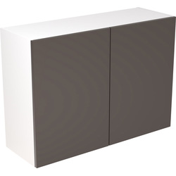 Kitchen Kit / Kitchen Kit Flatpack Slab Kitchen Cabinet Wall Unit Super Gloss Graphite 1000mm
