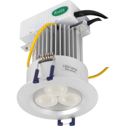 LED 9W High Power IP54 Downlight Satin Chrome 410lm - 36918 - from Toolstation