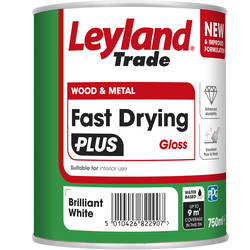 Leyland Fast Drying Plus Water Based Gloss Paint Brilliant White 750ml
