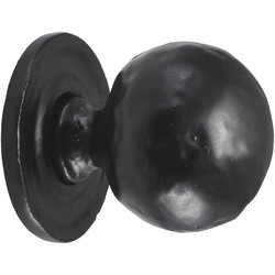 Old Hill Ironworks Hammered Ball Cabinet Knob on Round Rose 28mm Ball