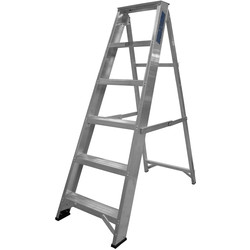 Lyte Industrial Swingback Aluminium Step Ladder 6 Tread, Closed Length 1.38m