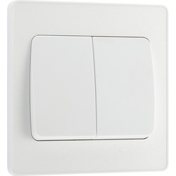 BG Evolve Pearlescent White (White Ins) Double Light Switch, 20A 16Ax, 2 Way, Wide Rocker 