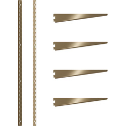 Rothley Antique Brass Twin Slot Shelving Kit 1220mm Uprights (x2) & 320mm Brackets (x4)
