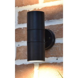 Lutec / Coastal Outdoor Up & Down Wall Light IP44 Black 2 x GU10