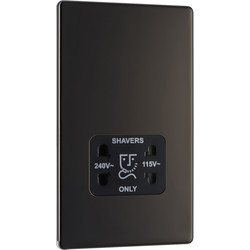 BG / BG Screwless Flat Plate Black Nickel Shaver Socket Dual Voltage 115/230V