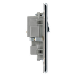 BG Screwless Flat Plate Polished Chrome 13A DP Switch Socket