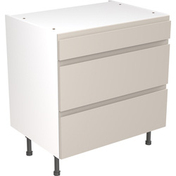 Kitchen Kit Ready Made J-Pull Kitchen Cabinet Base 3 Drawer Unit Ultra Matt Light Grey 800mm