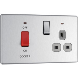 BG / BG Screwless Flat Plate Brushed Stainless Steel 45A DP Switch Switch & Socket & Neons