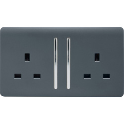 Trendiswitch Warm Grey 2 Gang 13 Amp Switched Socket 2 Gang