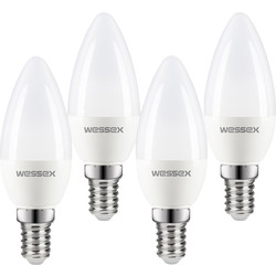 Wessex Electrical / Wessex LED Frosted Dimmable Candle Bulb Lamp 4.2W SES 470lm