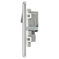 BG Brushed Steel 13A DP White Insert Switched Socket