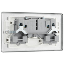 BG Brushed Steel 13A DP White Insert Switched Socket