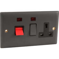 Power Pro Power Pro Anthracite 45A Cooker Control Unit with Socket and Neon - 39336 - from Toolstation