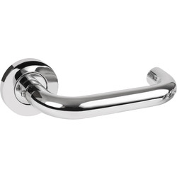 Eclipse / Stainless Steel Round Bar Lever On Rose Door Handles Polished