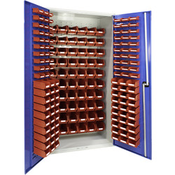 Barton Louvred Panel Cabinet with Red Bins 2000 x 1015 x 430mm with 60 TC1, 60 TC2 & 60 TC3 Bins