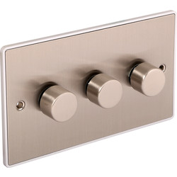 Urban Edge Urban Edge Brushed Chrome Dimmer Switch 3 Gang 250W - 41182 - from Toolstation