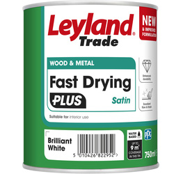 Leyland Fast Drying Plus Water Based Satin Paint Brilliant White 750ml
