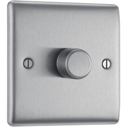 BG / BG Nexus Metal Brushed Steel 200W Intelligent LED Dimmer Switch 1 Gang 2 Way