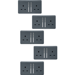 Trendiswitch Warm Grey 2 Gang 13 Amp Switched Socket (5 Pack) 2 Gang