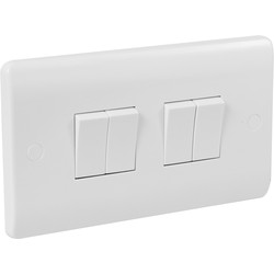 Scolmore Click Click Mode 10A Switch 4 Gang 2 Way - 41389 - from Toolstation