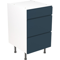 Kitchen Kit Flatpack J-Pull Kitchen Cabinet Base 3 Drawer Unit Ultra Matt Indigo Blue 500mm
