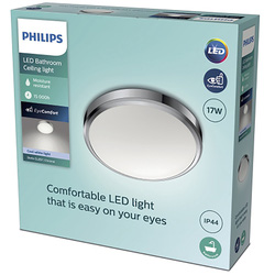 Philips Doris CL257 LED Round IP44 Ceiling Light Chrome 17W 1700lm Cool White
