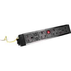 PowerData Technologies Under Desk Power Outlet 4 x Sockets & Master Switch - 42041 - from Toolstation