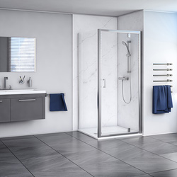 Aqualux Framed 6mm Pivot Door & Side Panel Shower Enclosure with Tray and Waste Kit 900x900mm