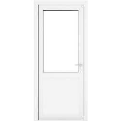 Crystal uPVC Single Door Half Glass Half Panel Left Hand Open In 840mm x 2090mm Clear Triple Glazed White