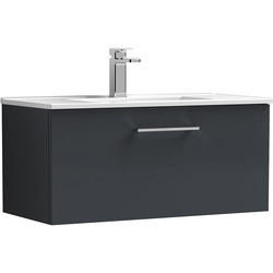 Nuie / nuie Arno Single Drawer Wall Hung Vanity Unit Soft Black 800mm With Minimalist Basin