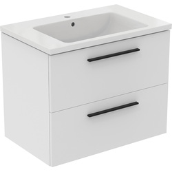 Ideal Standard / Ideal Standard i.life B Double Drawer Wall Hung Unit with Basin Matt White 800mm with Matt Black Handles