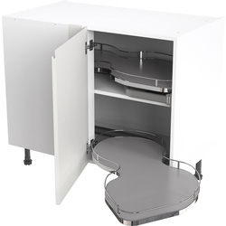 Kitchen Kit / Kitchen Kit Flatpack J-Pull Kitchen Cabinet Pull Out Base Blind Corner Unit Ultra Matt White 1000mm Right Hand