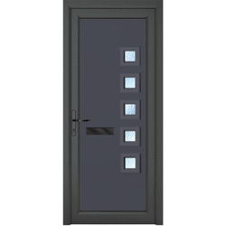 Crystal uPVC Front Door Contemporary 5 Glass Malaga Grey/White Right Hand 920 x 2090mm Obscure Glass 920 x 2090 x 70