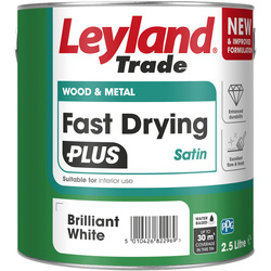 Leyland Fast Drying Plus Water Based Satin Paint Brilliant White 2.5L