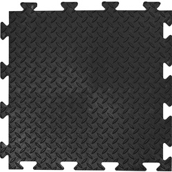 Tuff-Tile Diamond Top Interlocking Floor Tile 50cm x 50cm x 14mm - Black