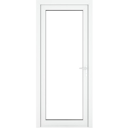 Crystal uPVC Single Door Full Glass Left Hand Open In 890mm x 2090mm Clear Double Glazed White