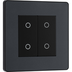 BG Evolve Matt Grey (Black Ins) 200W Double Touch Dimmer Switch, 2-Way Secondary 