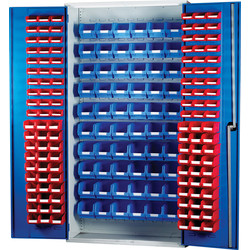 Barton Louvred Panel Cabinet 2000 x 1015 x 430mm with 60 TC1 Red, 60 TC2 Red & 60 TC3 Red Bins