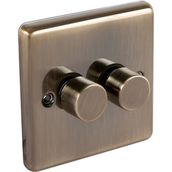 Wessex Electrical Antique Brass Dimmer Switch 2 Gang 400W - 44092 - from Toolstation