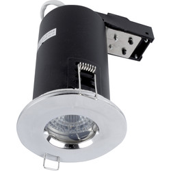Meridian Lighting LED 9W Fire Rated Dimmable IP65 GU10 Downlight Chrome 650lm - 44168 - from Toolstation